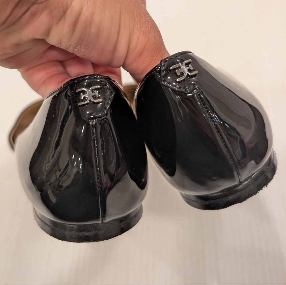 SAM EDELMAN Women's Black Patent Leather Dorsay Pointed Toe Flats Size 7.5 - Picture 3 of 11